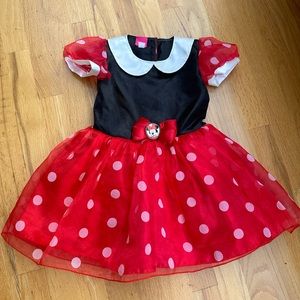 Disney Minnie Mouse Red and White Polka Dot Dress - Toddler Size 2T